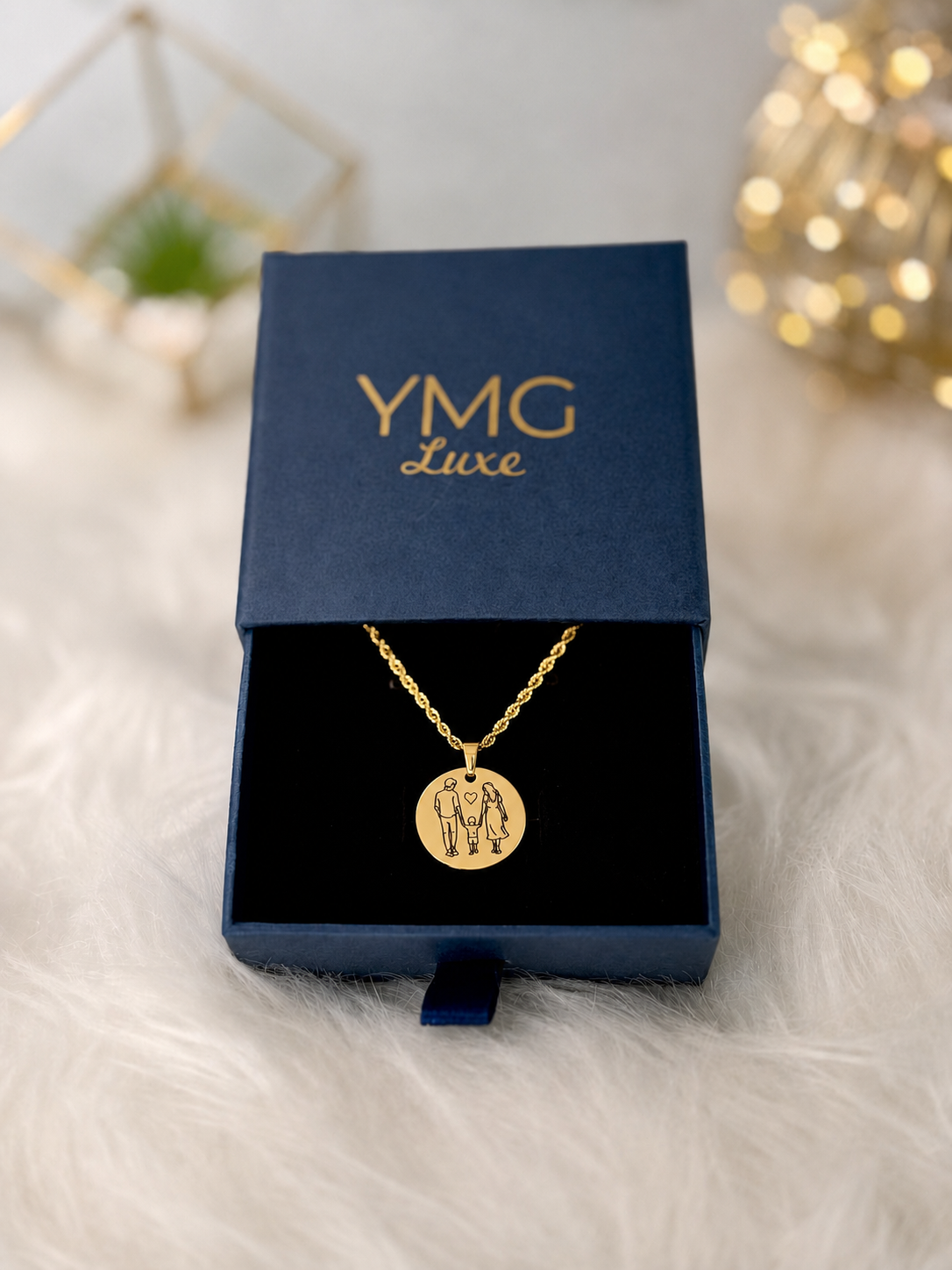 Round Family Design Pendant Necklace in Premium 316L Stainless Steel
