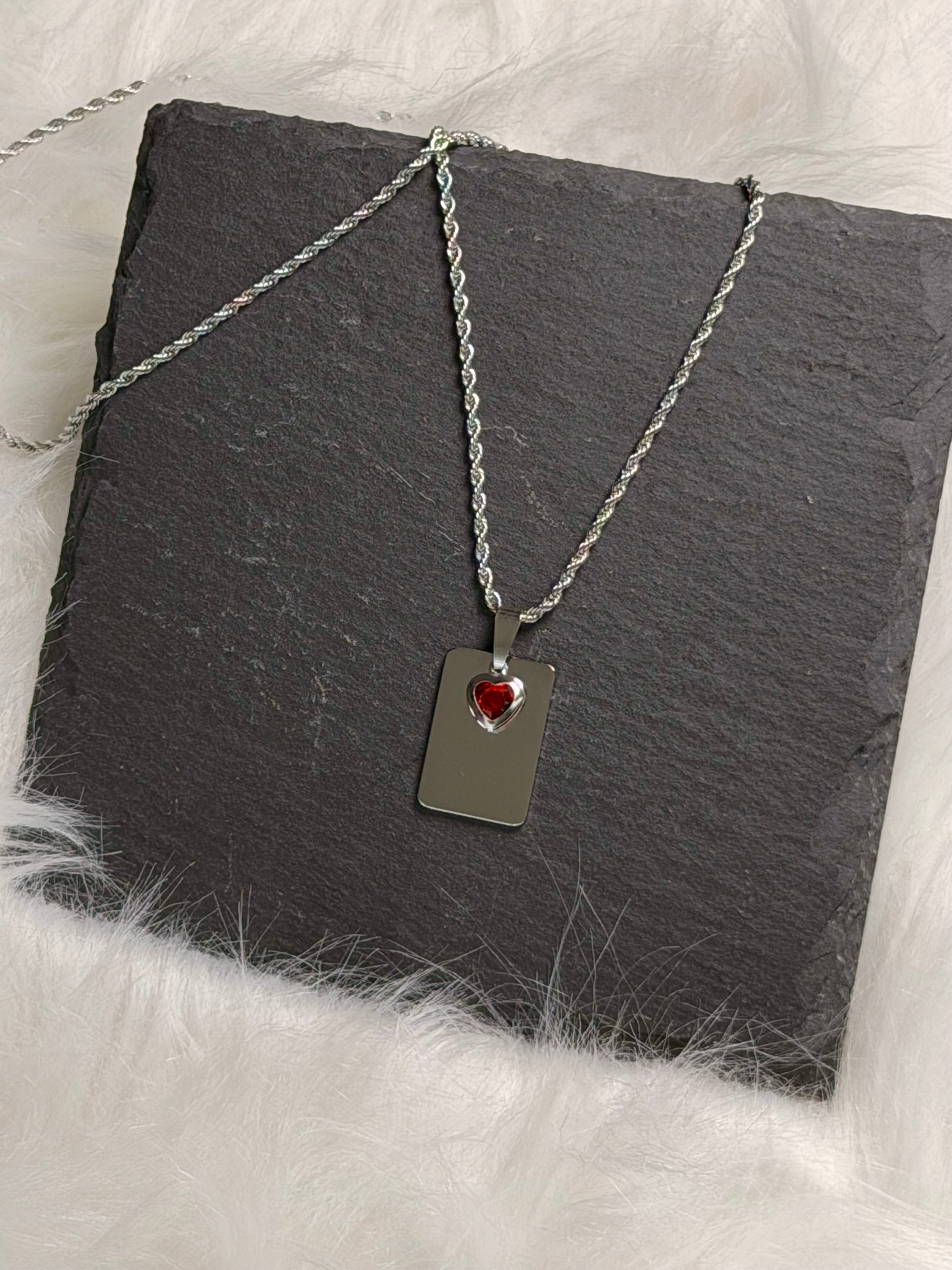 Personalized Rectangle Photo Necklace in Stainless Steel