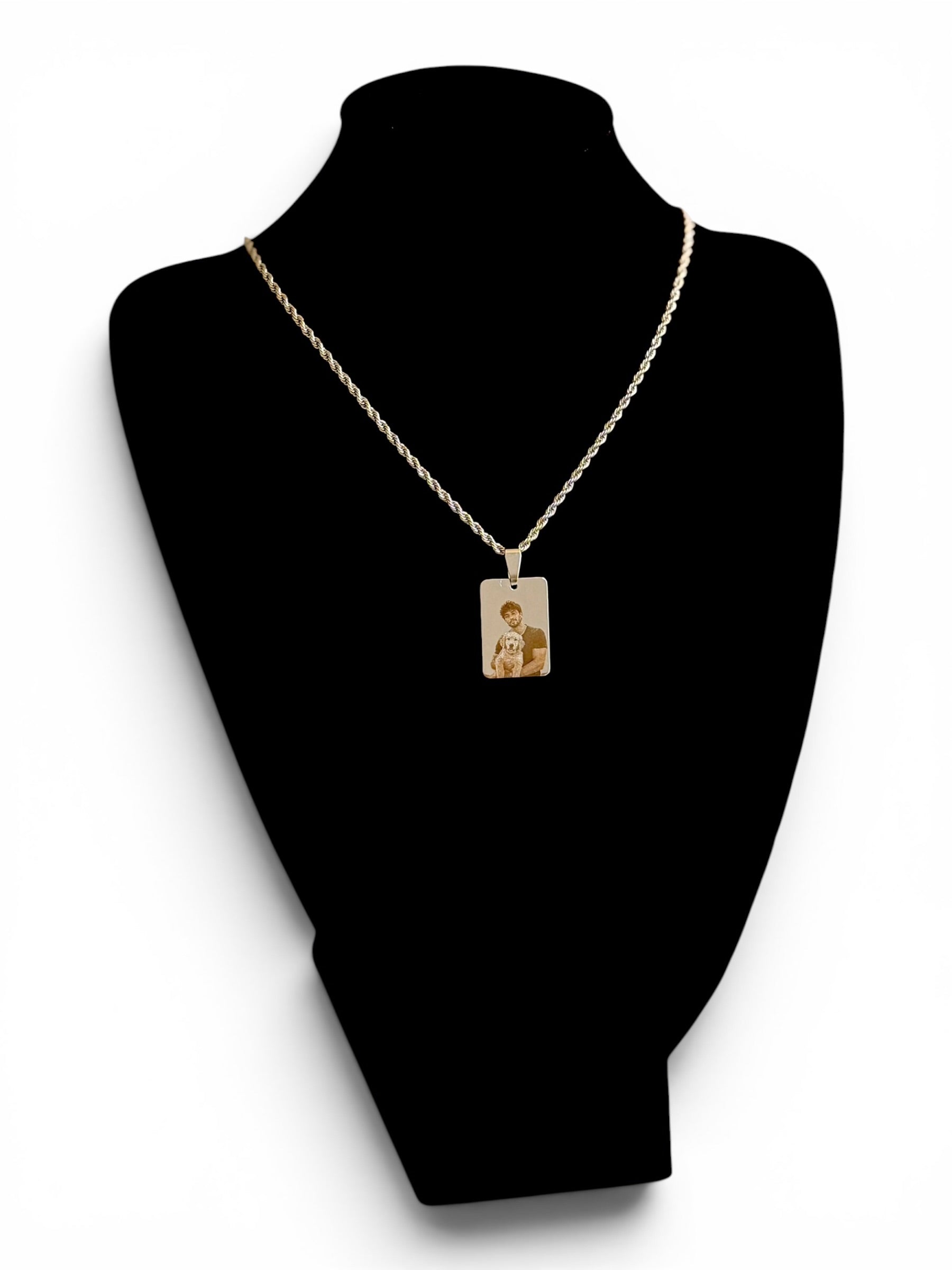 Personalized Rectangle Photo Necklace in Stainless Steel