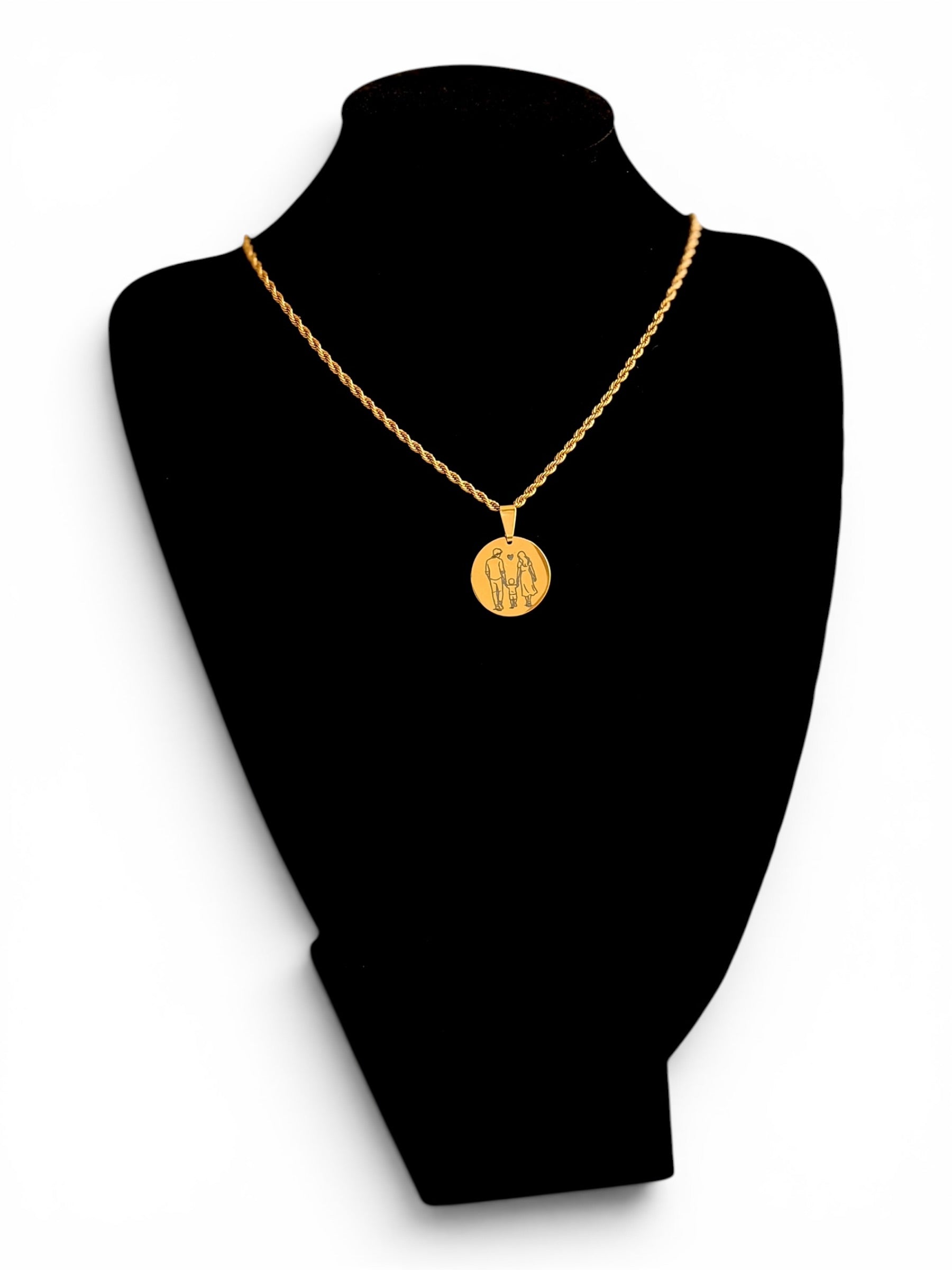 Round Pendant Necklace – Family Design in Stainless Steel
