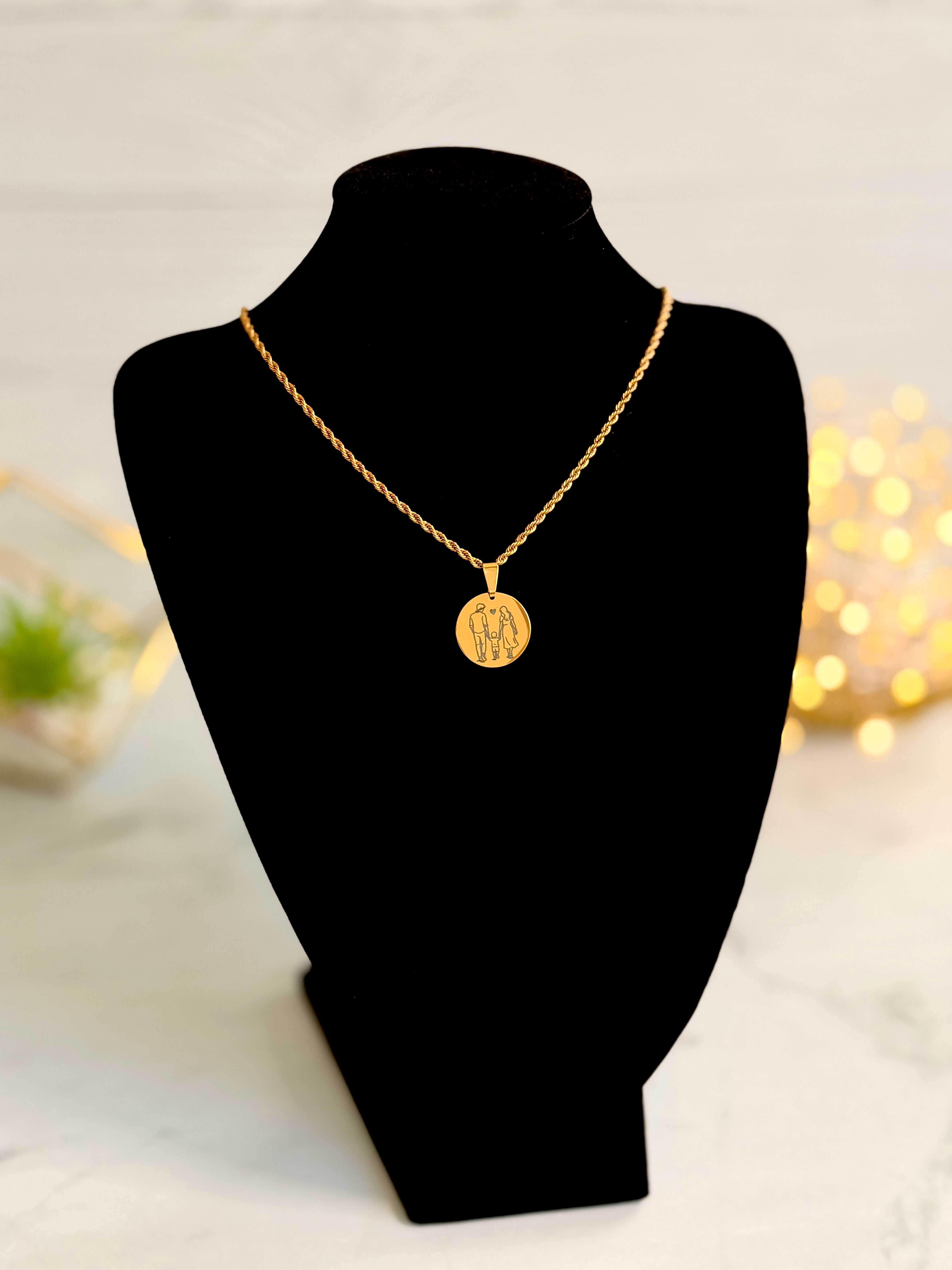 Round Pendant Necklace – Family Design in Stainless Steel