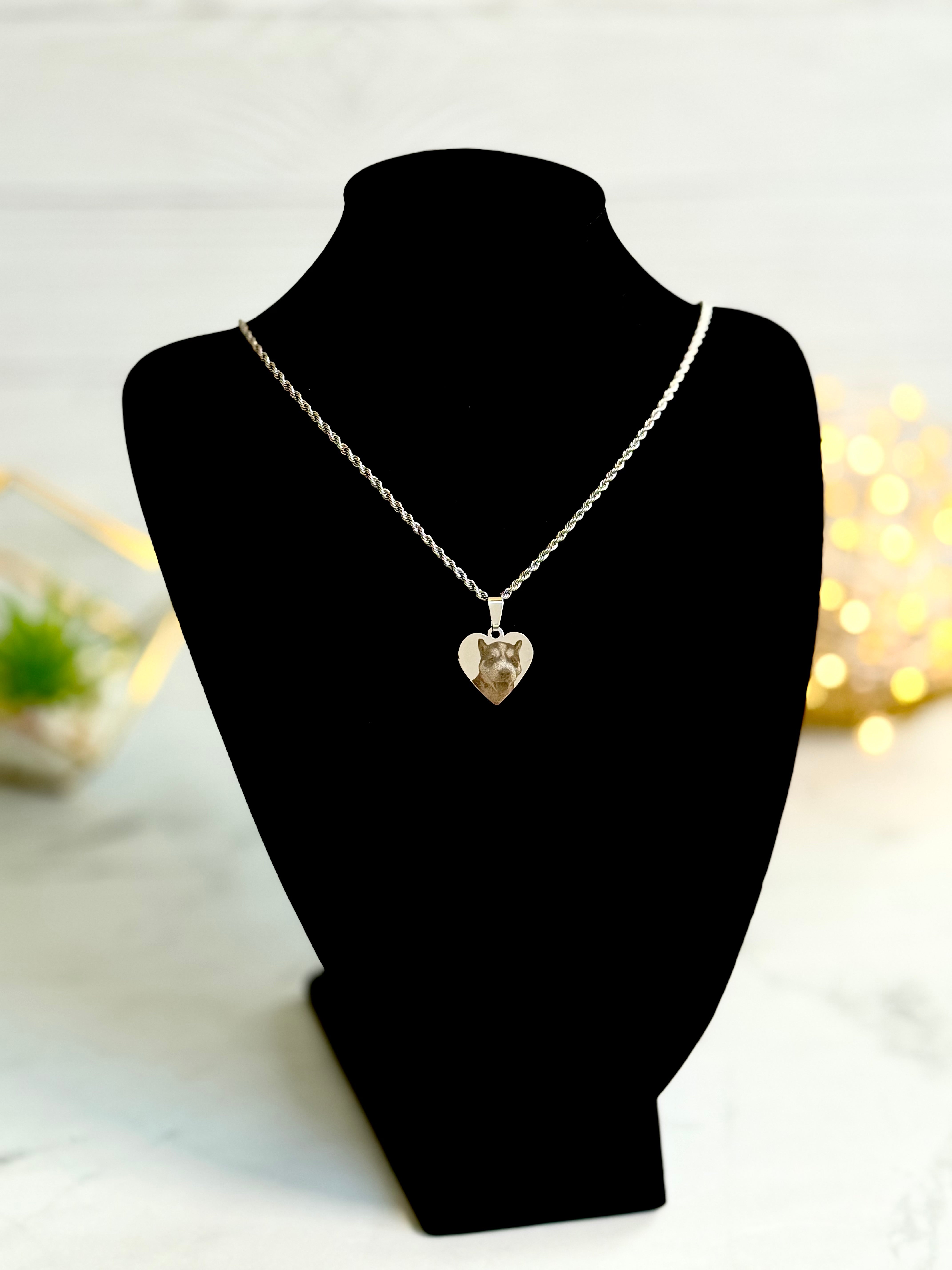 Personalized Heart Photo Necklace in Stainless Steel