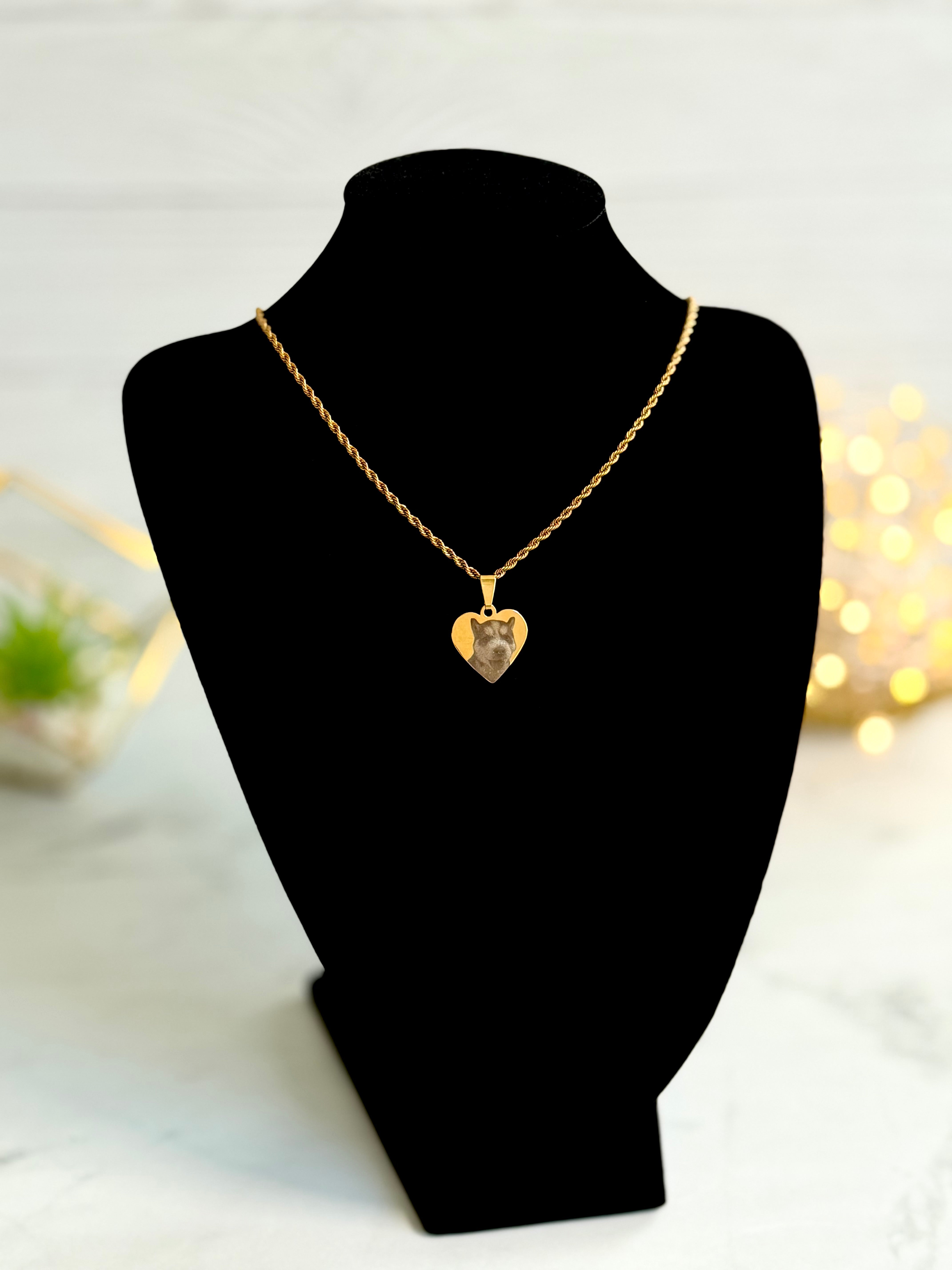 Personalized Heart Photo Necklace in Stainless Steel