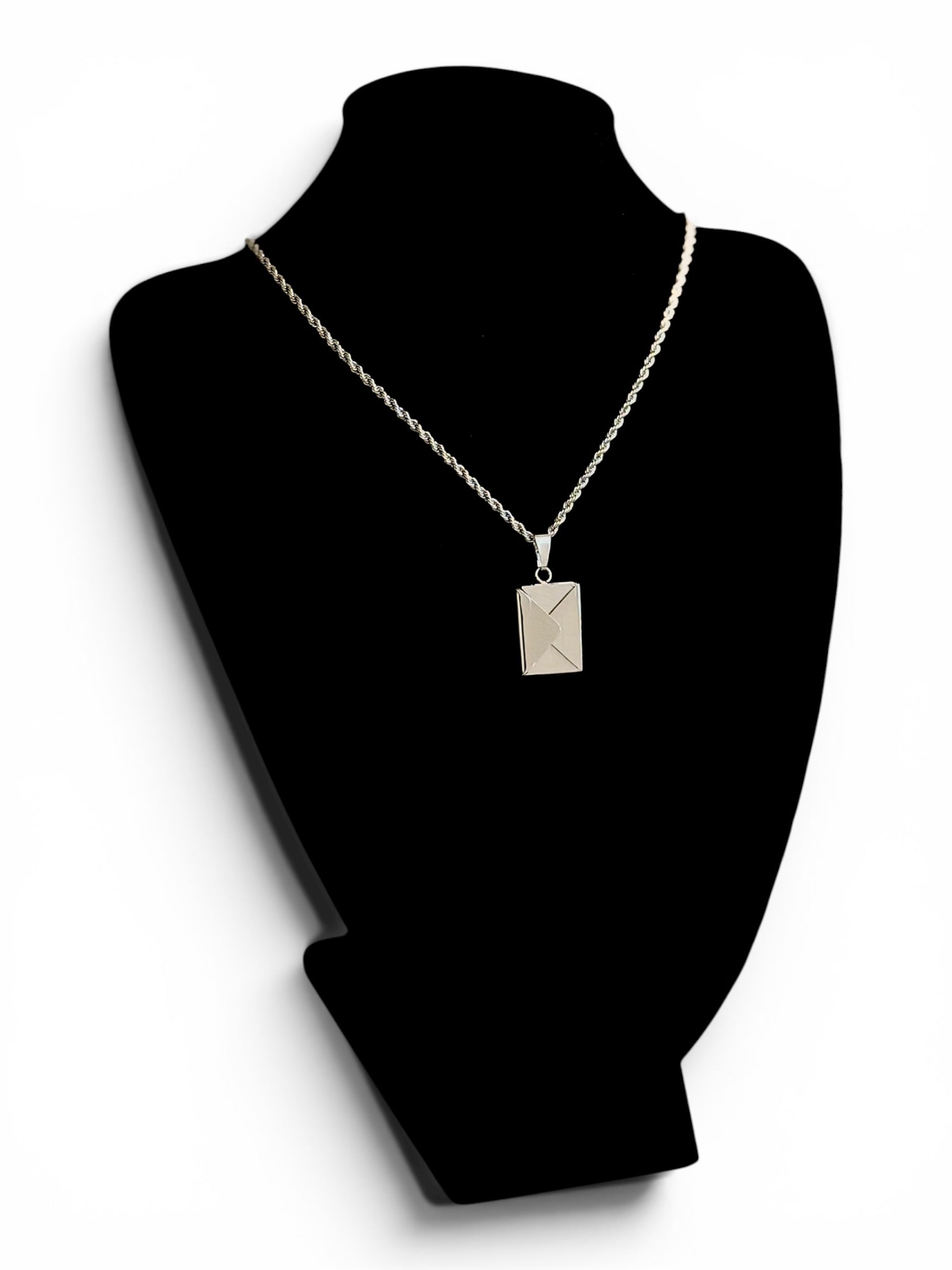 Personalized Envelope Photo Necklace in Stainless Steel