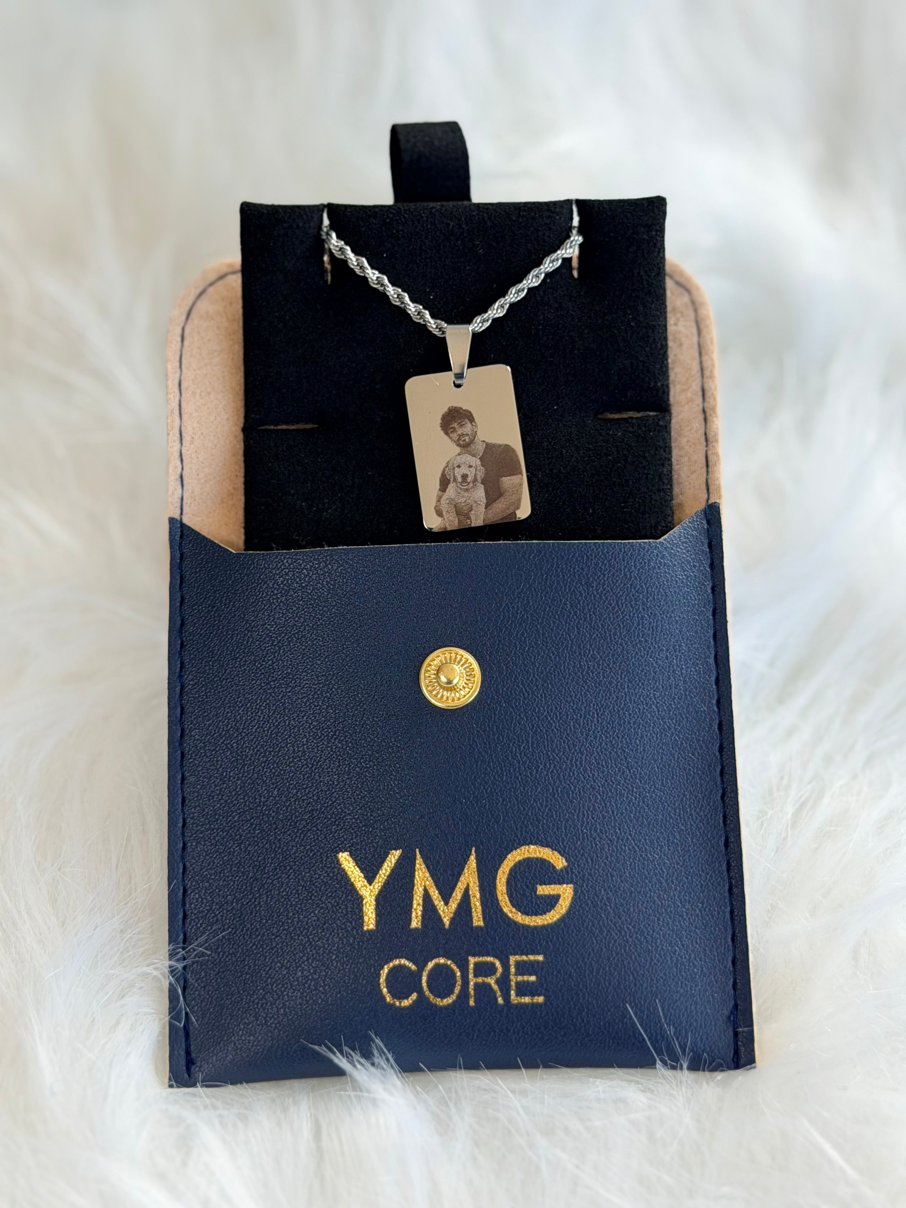 Personalized Rectangle Photo Necklace in Stainless Steel