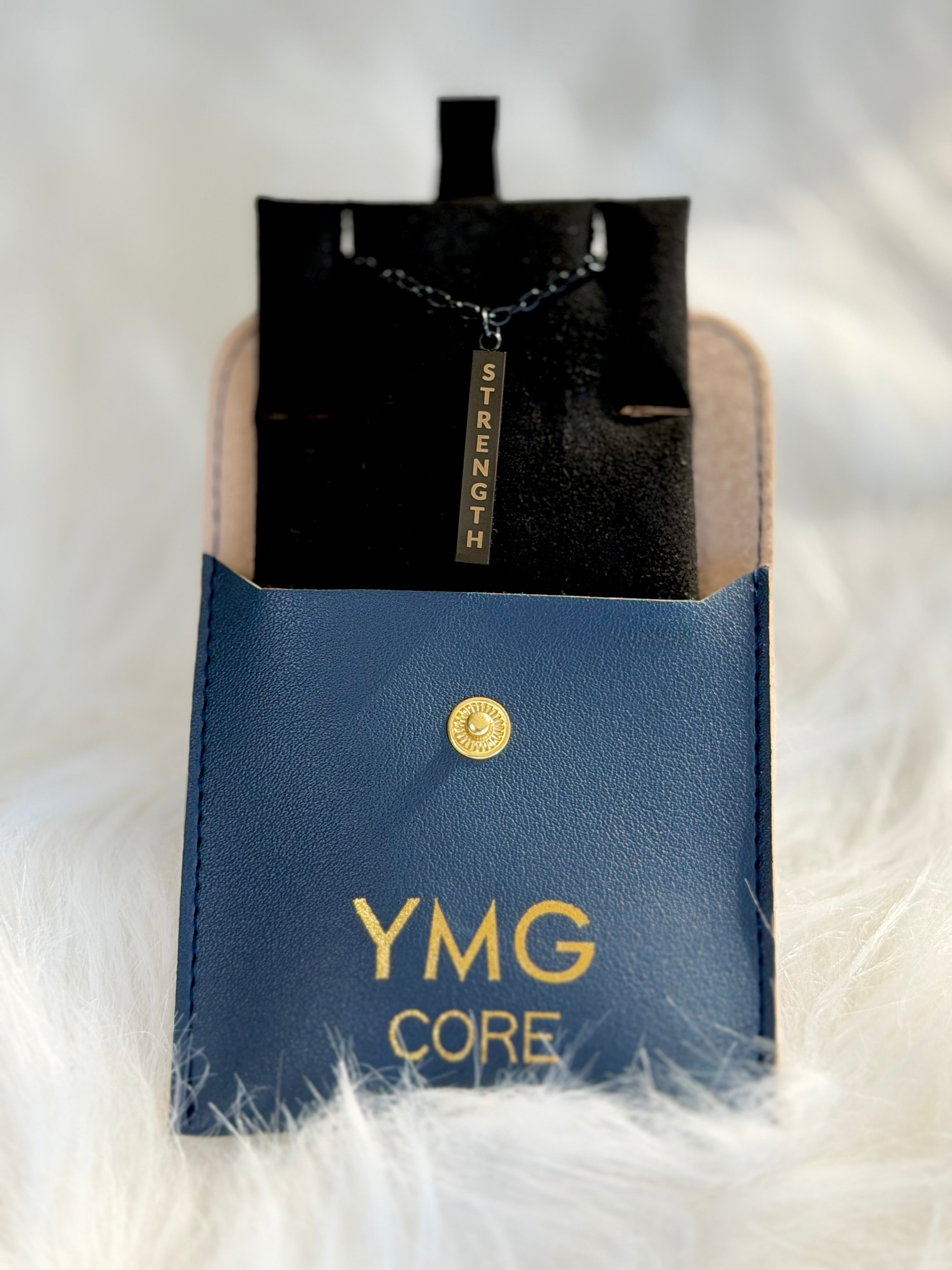 Bar Pendant Necklace – “Strength” in Stainless Steel
