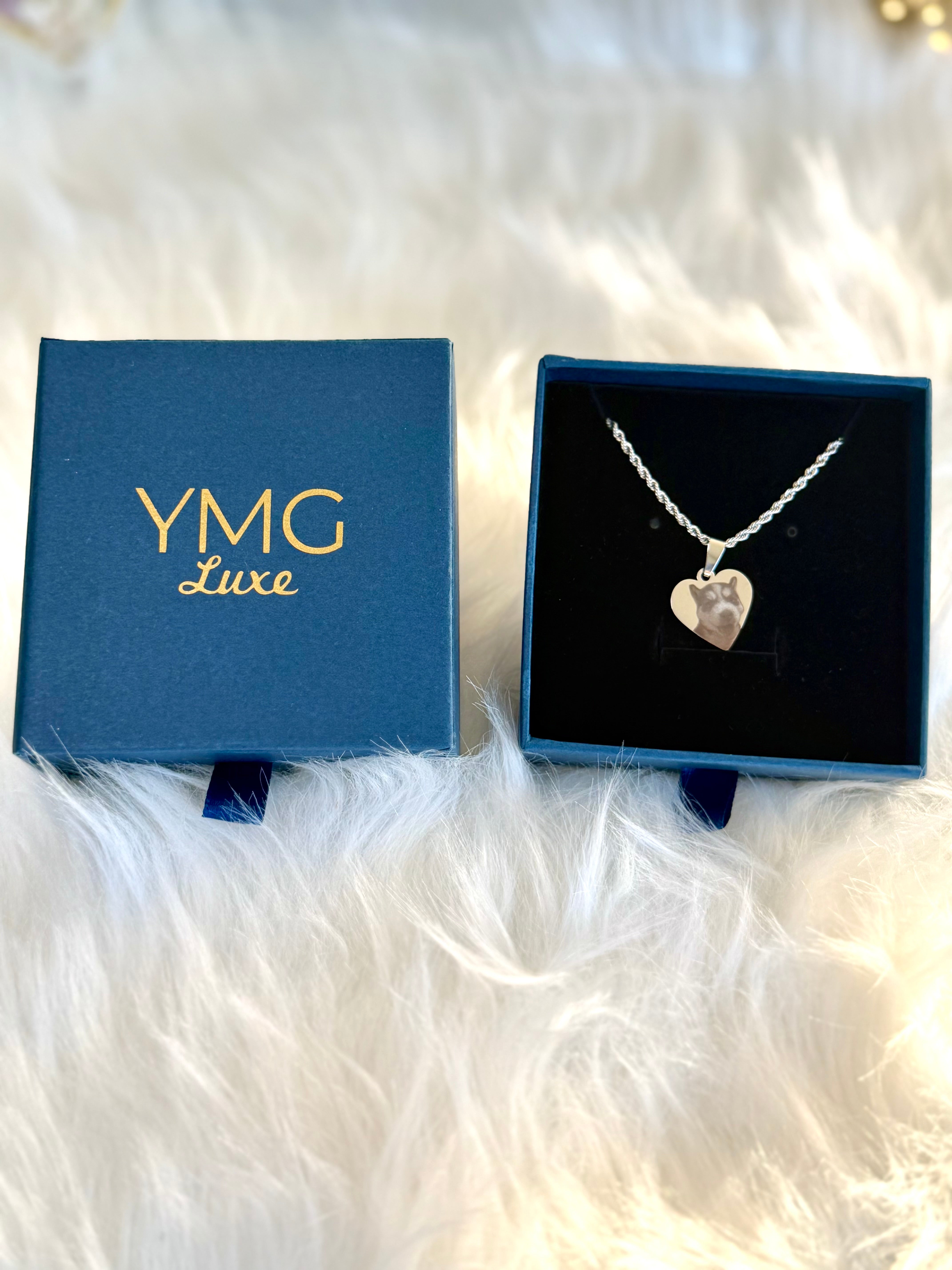 Personalized Heart Photo Necklace in Stainless Steel