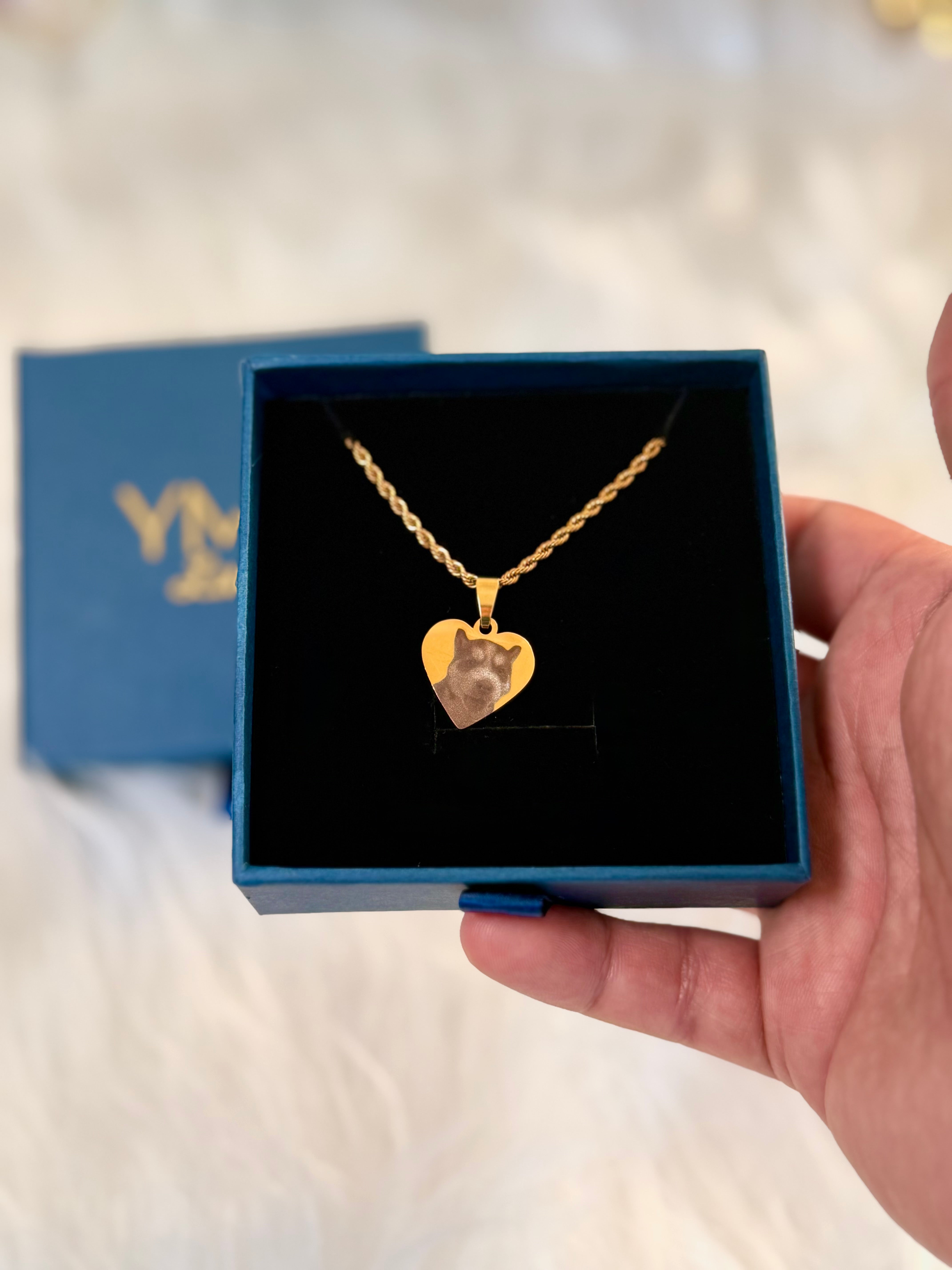 Personalized Heart Photo Necklace in Stainless Steel