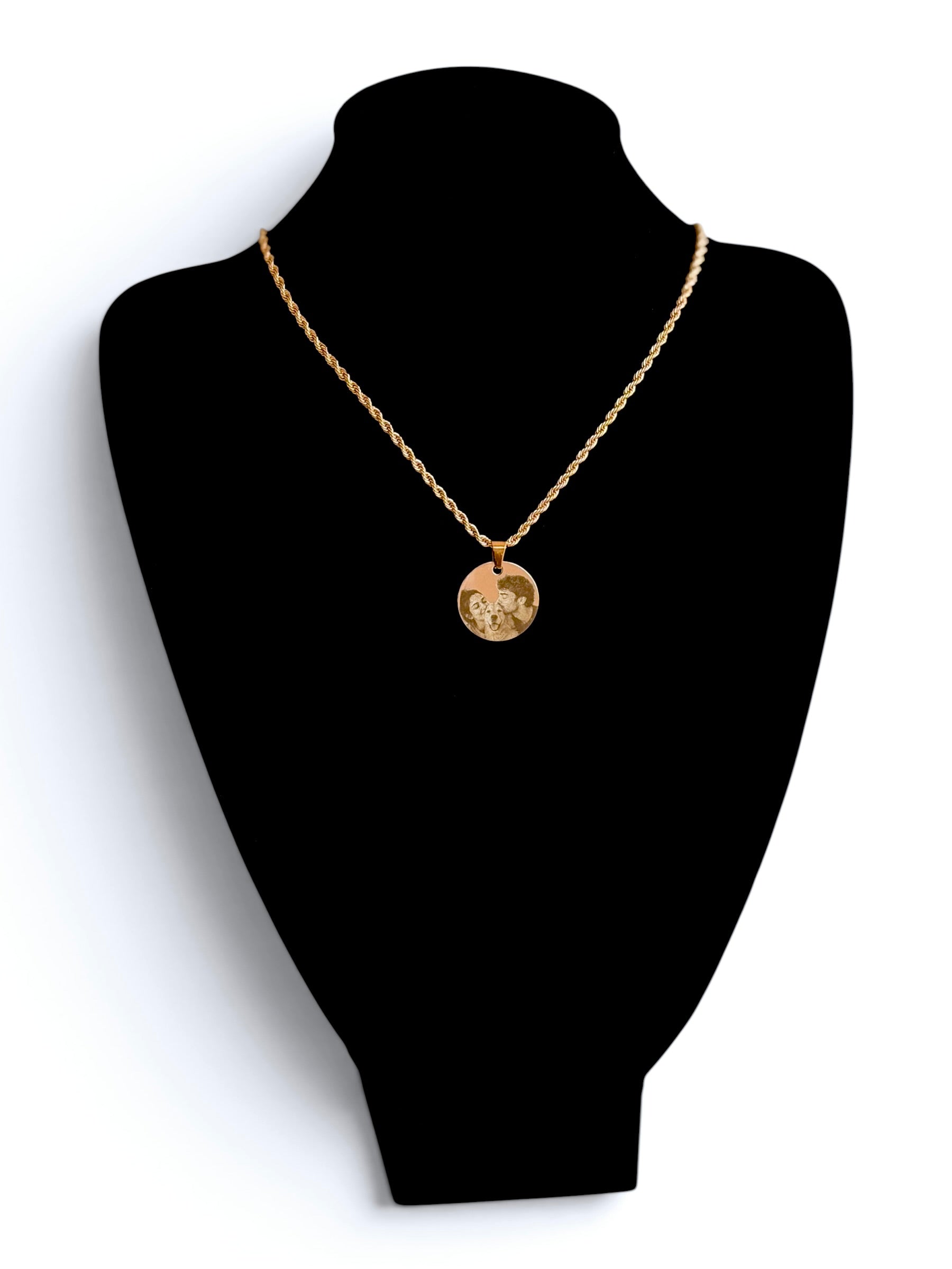 Personalized Round Photo Necklace in Stainless Steel