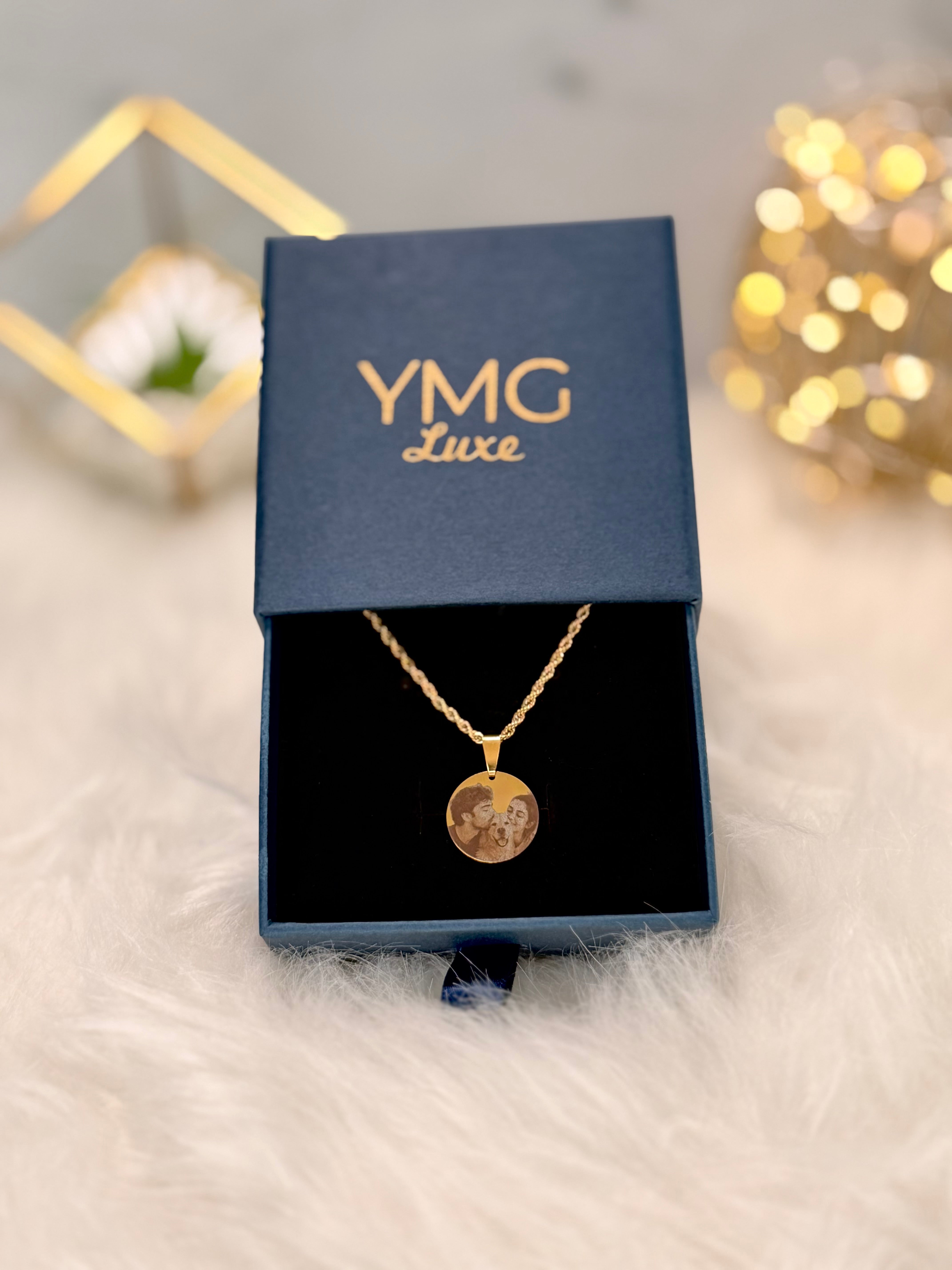 Personalized Round Photo Necklace in Stainless Steel