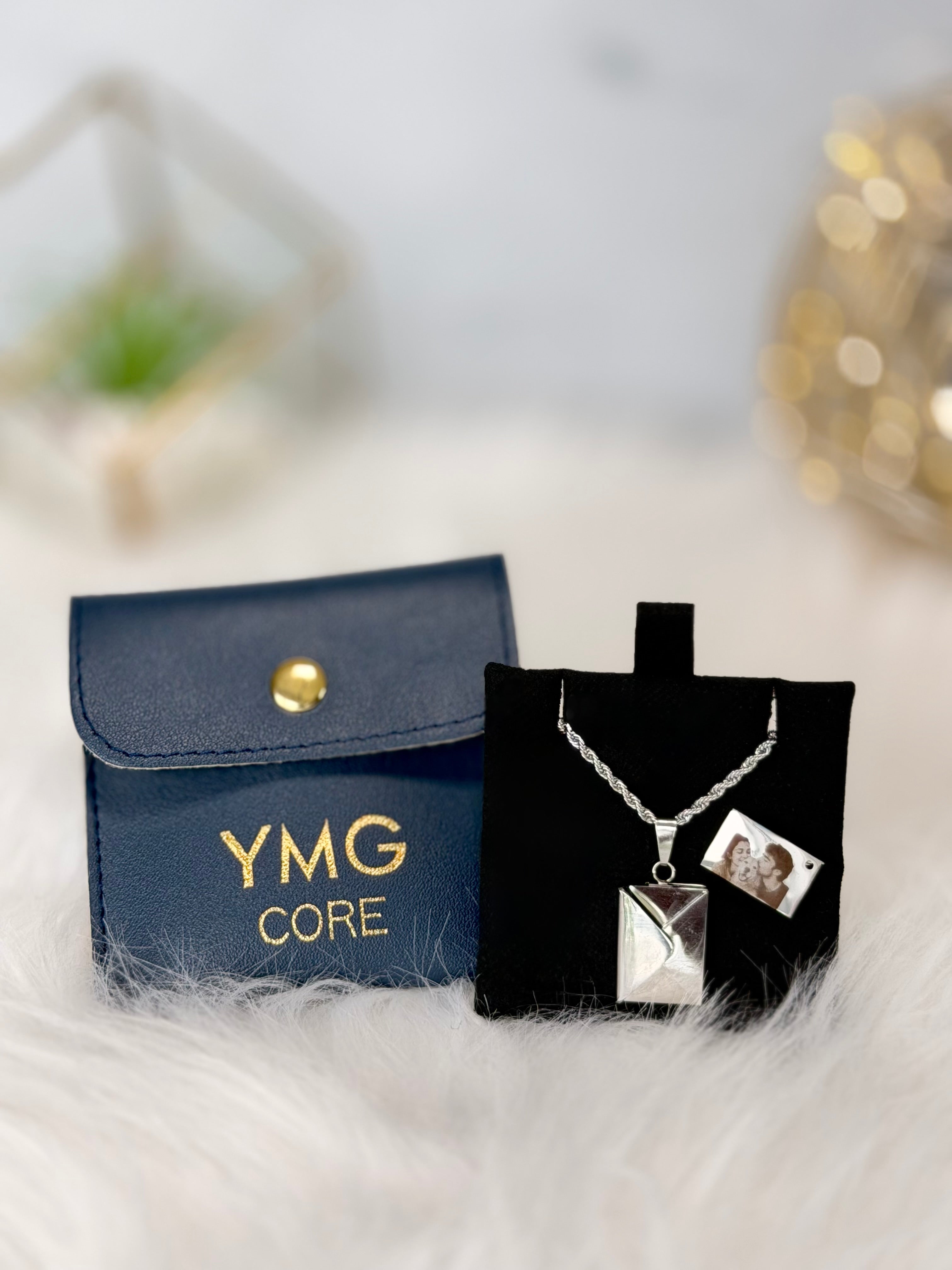 Personalized Envelope Photo Necklace in Stainless Steel
