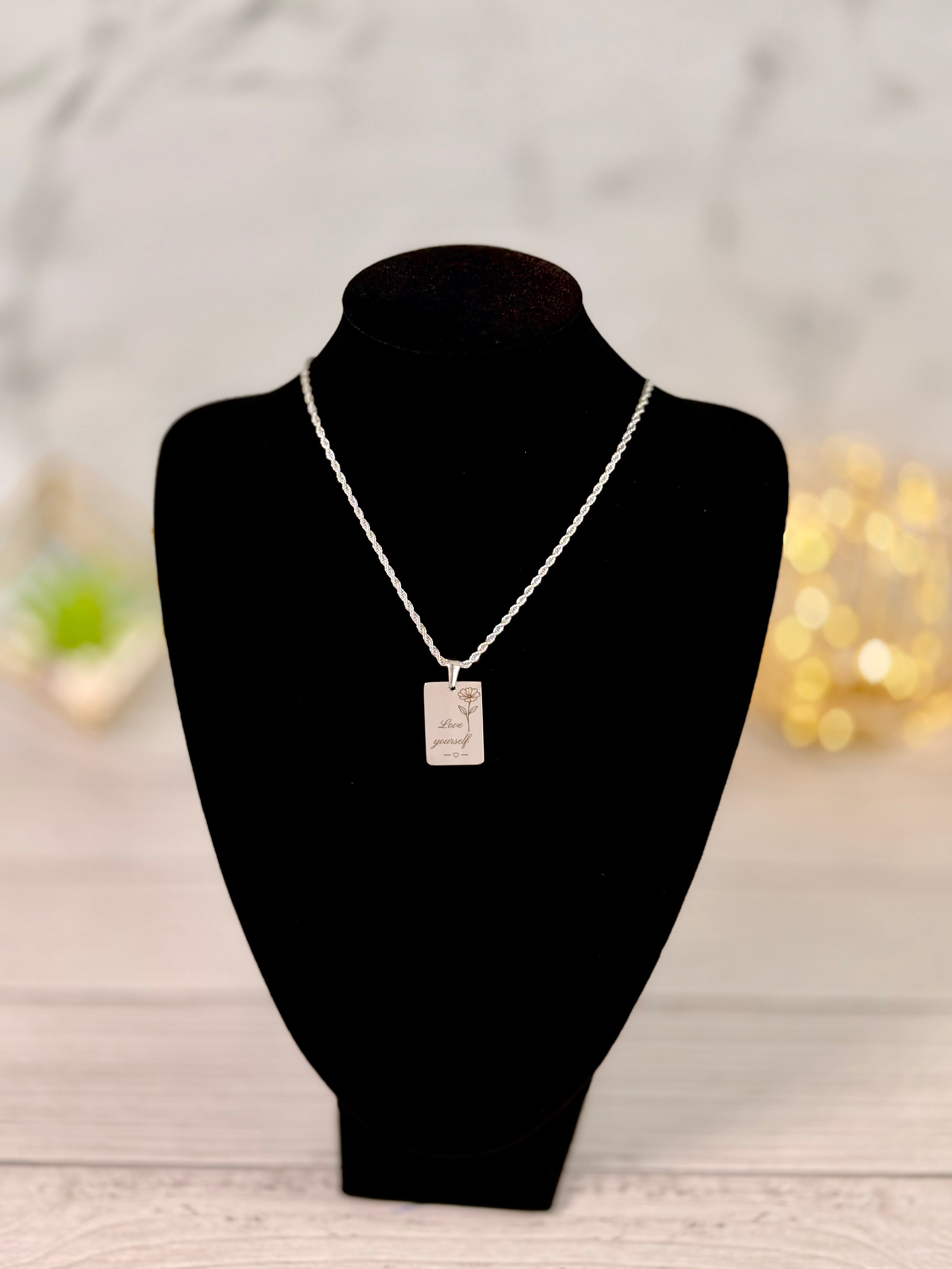 Love Yourself Necklace in Stainless Steel