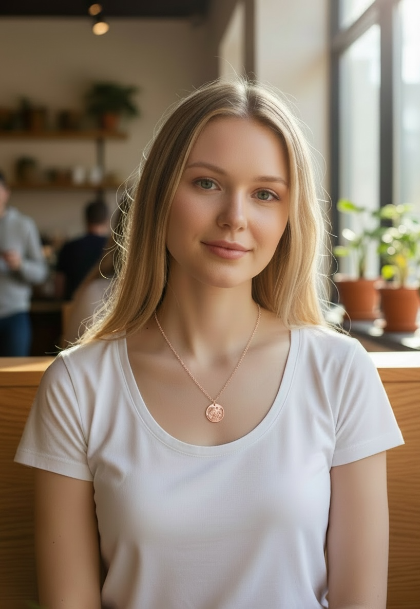 Personalized Round Photo Necklace in Stainless Steel