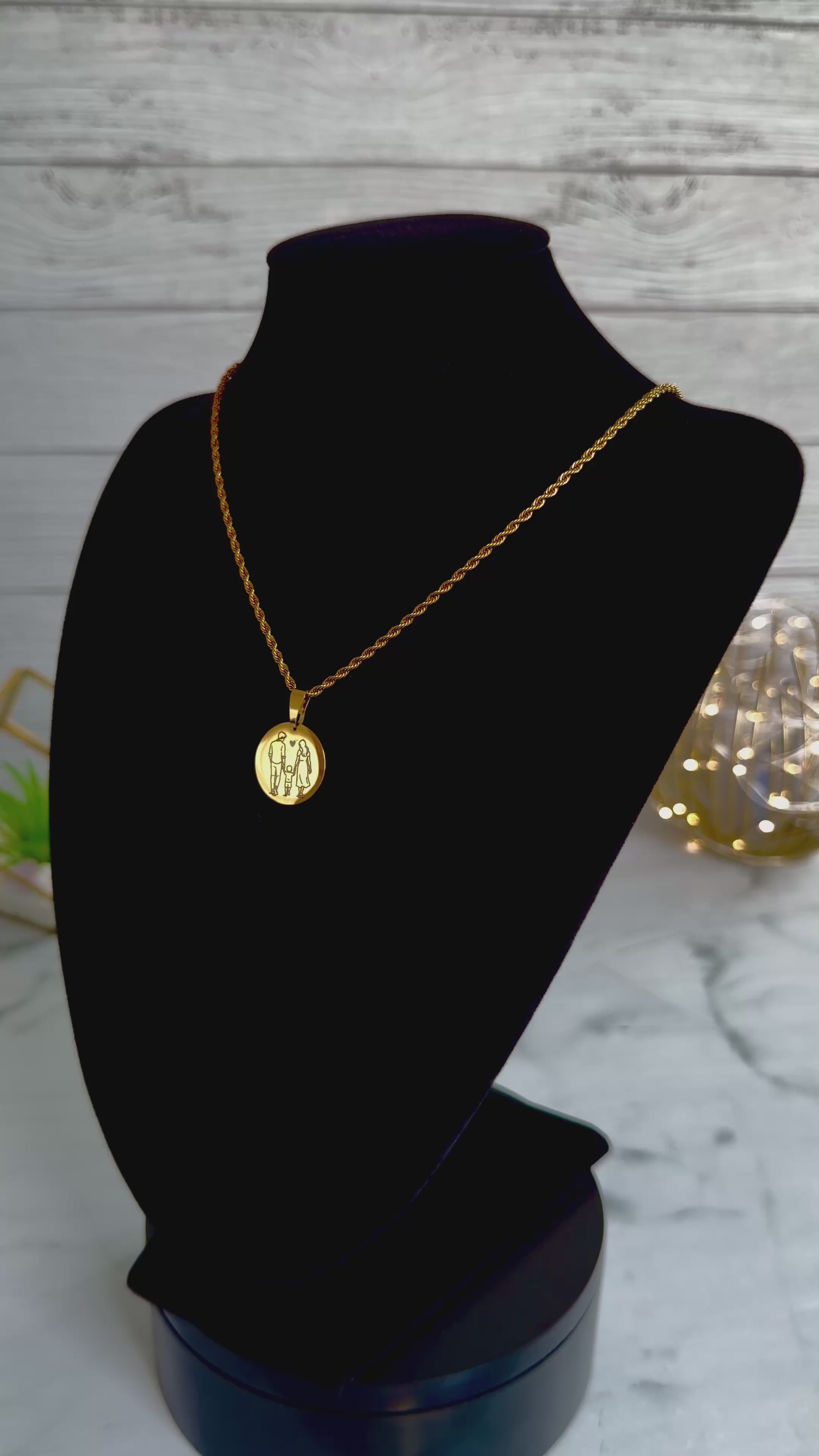 Round Family Design Pendant Necklace in Premium 316L Stainless Steel